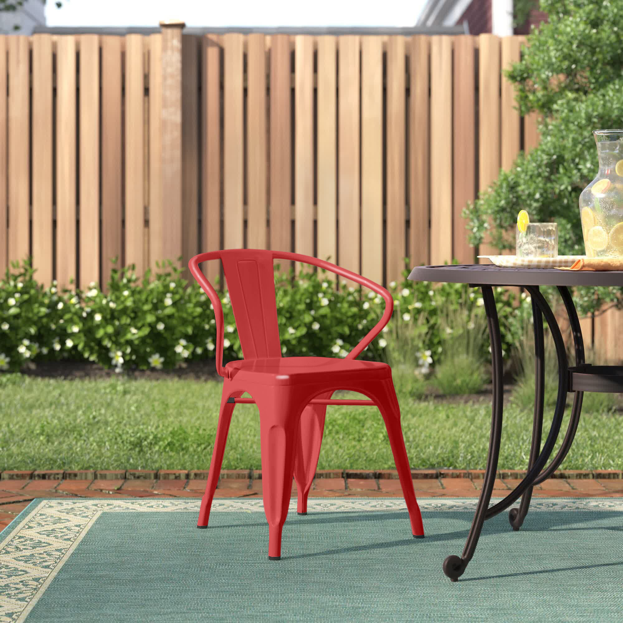 Red stacking patio online chairs