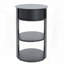 Table d'appoint ronde à 3 niveaux en métal avec armoire à porte coulissante - Noir mat-1750943543