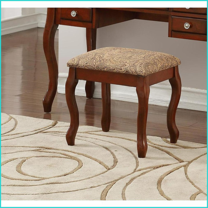 Ensemble de coiffeuse classique avec tabouret - miroir rabattable Rangement | Noir | Bois d'hévéa