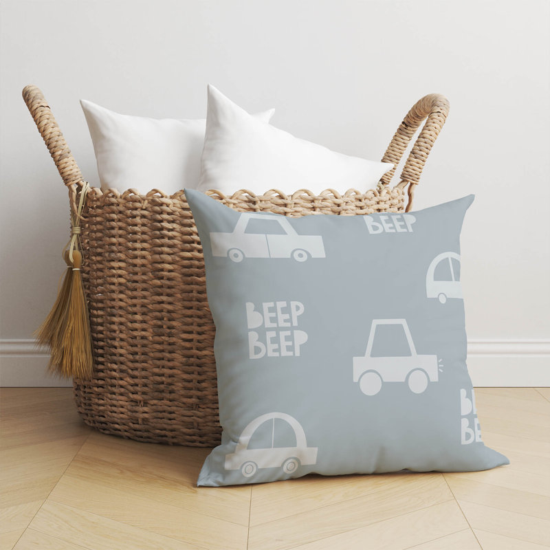 Coussin Beep, Bleu ardoise, H 26 po x l 26 po