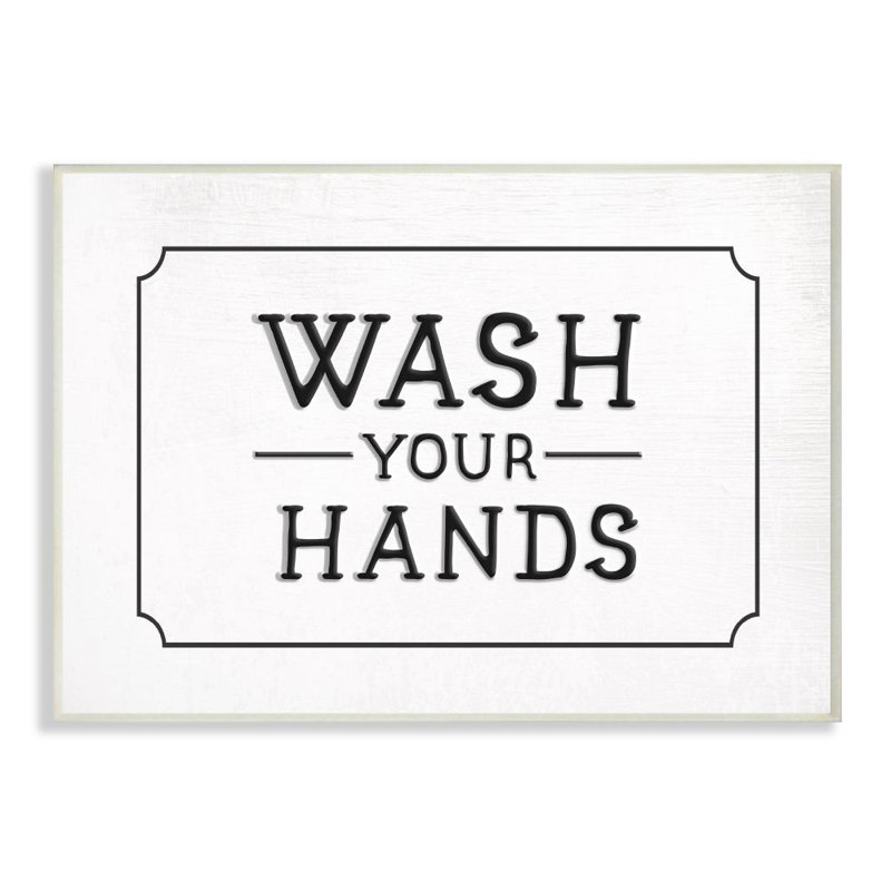 «Wash Your Hands», ensemble d'impression sur toile panoramique, H 10 po x l 15 po, Plaque de bois