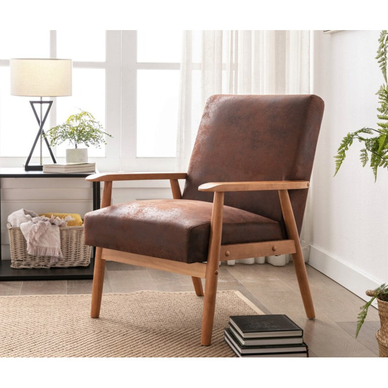 Fauteuil de l 25,375 po Beachwood, Microfibres brunes