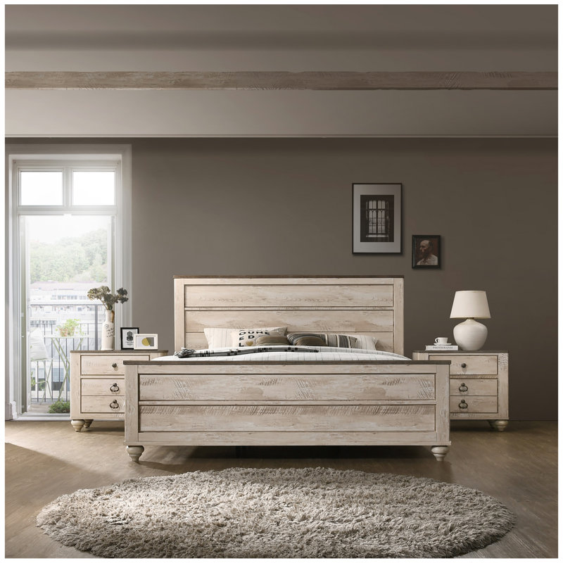 Ensemble de chambre à coucher et deux tables de chevet 3 pièces Imerland, Grand lit