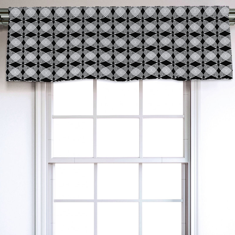 Sateen Geometric Ruffled Window Valance