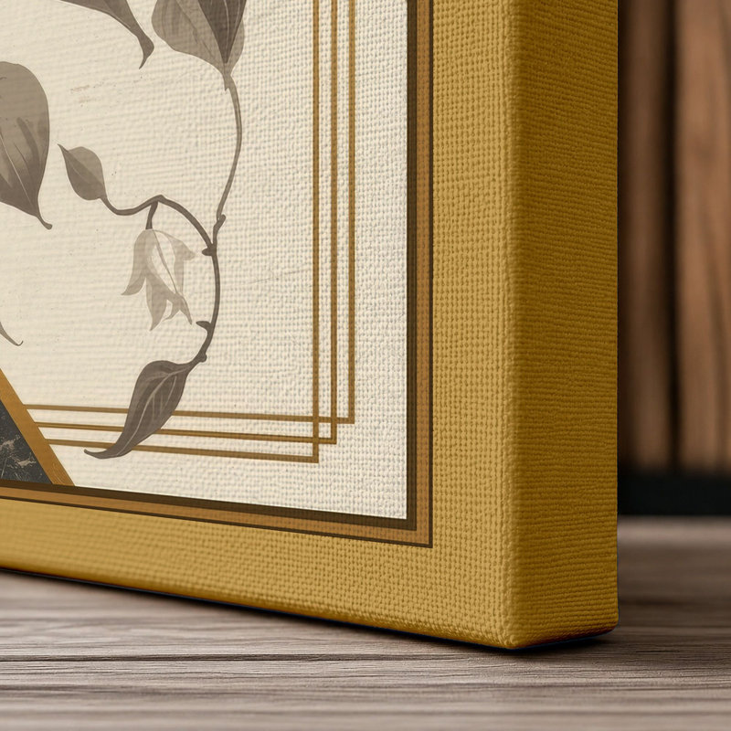 Framed Clematis Study Botanical - Wrapped Canvas, 18x12 - 45.7 x 30.5 cm, Ochre Border
