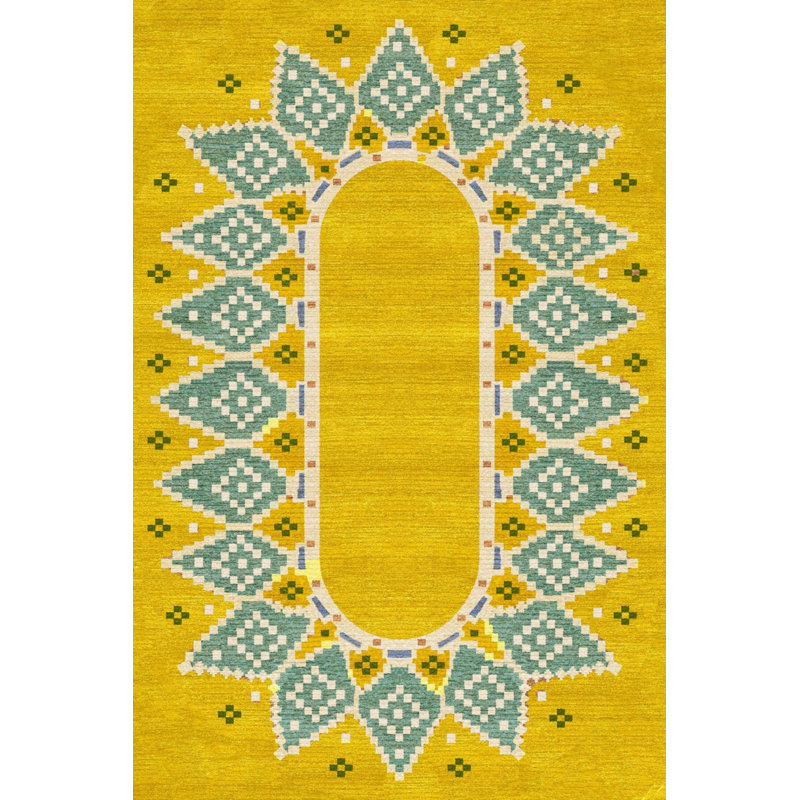 Tapis intérieur / extérieur jaune Rosa Rosa, Rectangle 4 pi x 6 pi