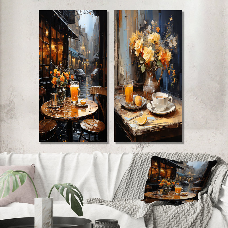 Ensemble de salon mural Parisien Coffee Reverie, H 28 po x l 25 po, Toile tendue