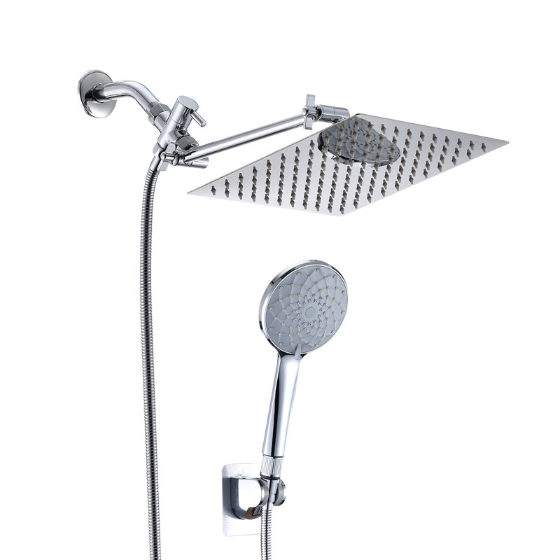 Ensemble de pomme de douche: pluie de 10 pouces et portatif avec 11 bras, 6 réglages, conception de fuite, acier inoxydable corrosif, assortiment carré mural: modes, colmatage,