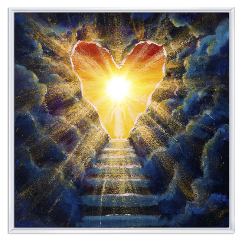 Stairway to He Heaven - Peinture, H 36 po x l 36 po x P 1,5 po, Toile encadrée flottée blanche
