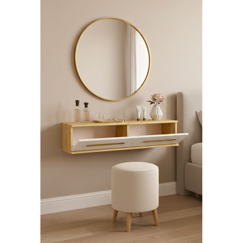 Commode, Beige/White/Gold