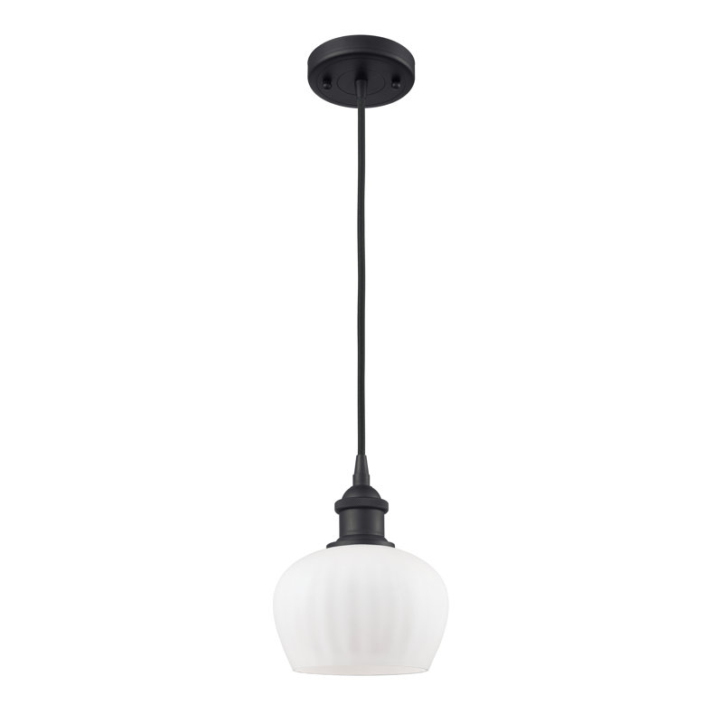 Patrina 1 - Light Single Pendant, Matte Black, 6 Watt Vinage LED Bulb, Matte White