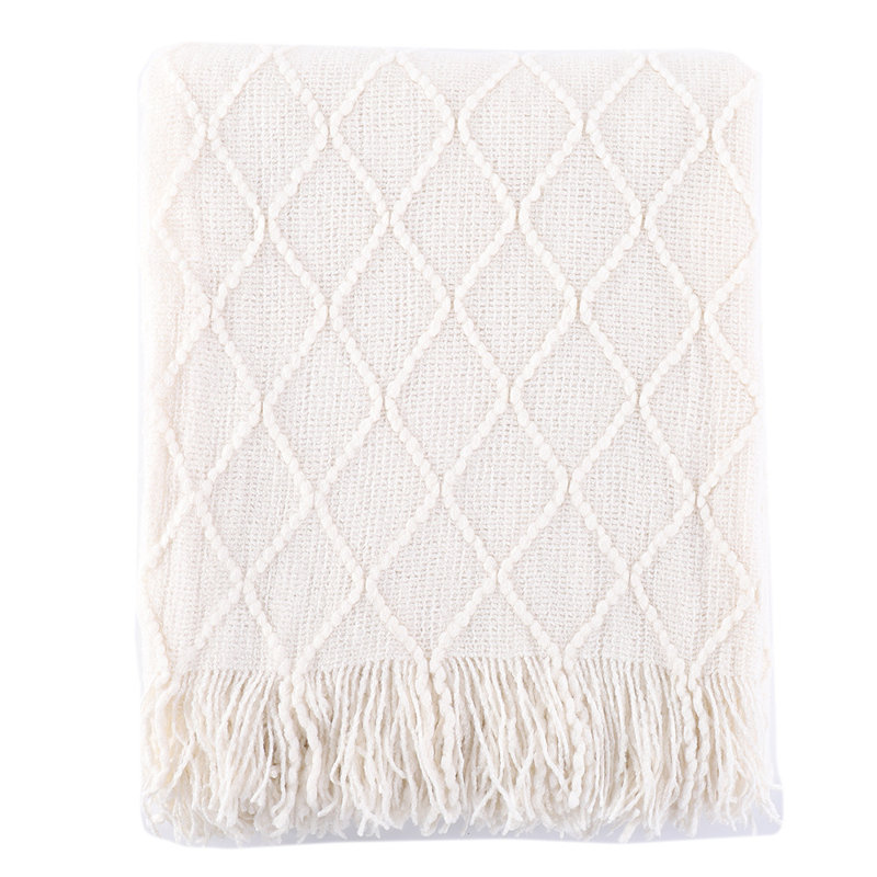 Jeté pour canapé, jeté uni pour la décoration intérieure, jeté en tricot pour lit, 50 po x 60 po, Blanc