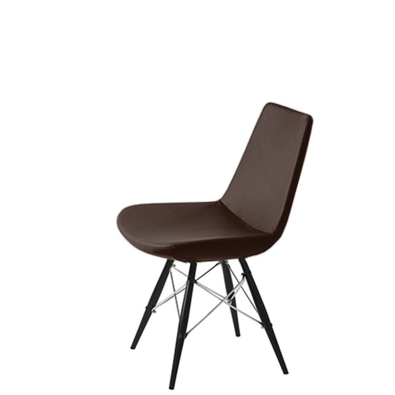 Chaise d'appoint rembourrée Shinkle, Noir, Similicuir orange pastel