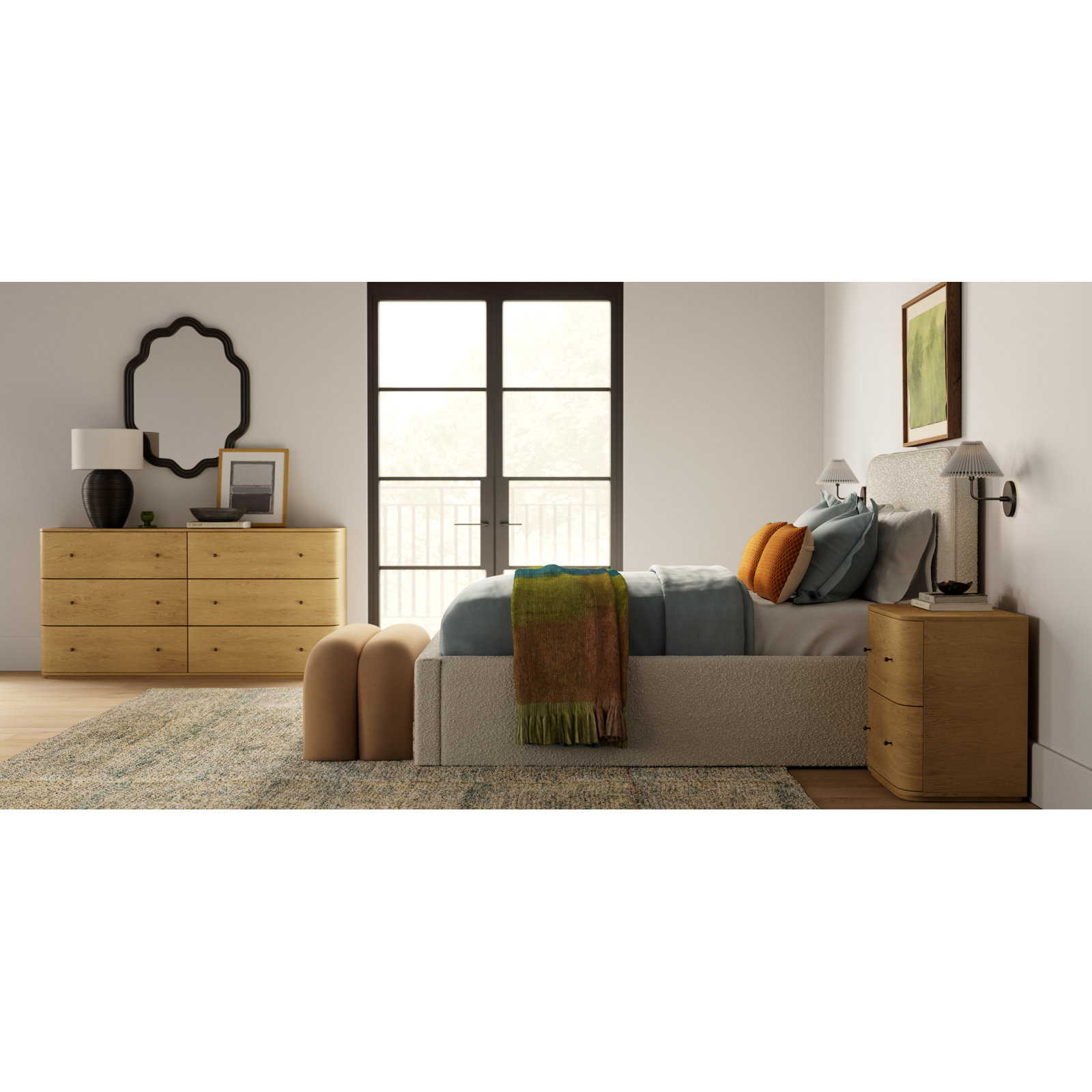 Neil Cotton Sateen Duvet Cover Set, Supper King Duvet Cover + 2 King Pillowcases, Dark Gray