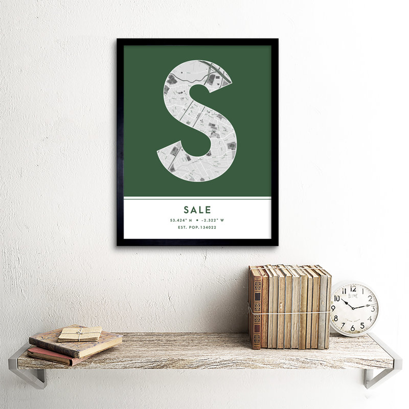 Sale City Map Sale Green by Wee Blue Coo - Single Picture Frame Typography