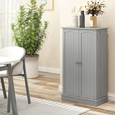 41" Kitchen Storage Organizer Unit Box, 12 Door Shelves, Double Doors, 5 Adjustable Paper Gray For Ample Area Cupboard Storage, Stylish Organization