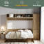 Lit escamotable double avec garde-robe, tiroirs et tablettes ouvertes