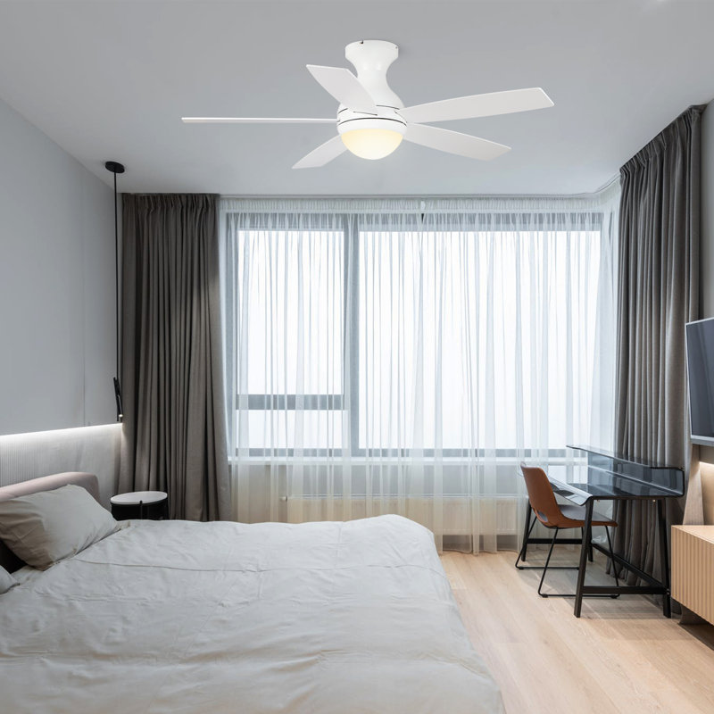 Ventilateur de plafond 52 po avec lumières DEL Fulwiley, Blanc