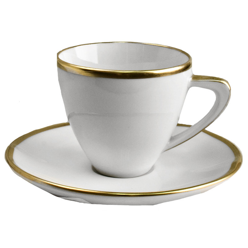 Simply Elegant Porcelain Espresso Cup, White/Gold