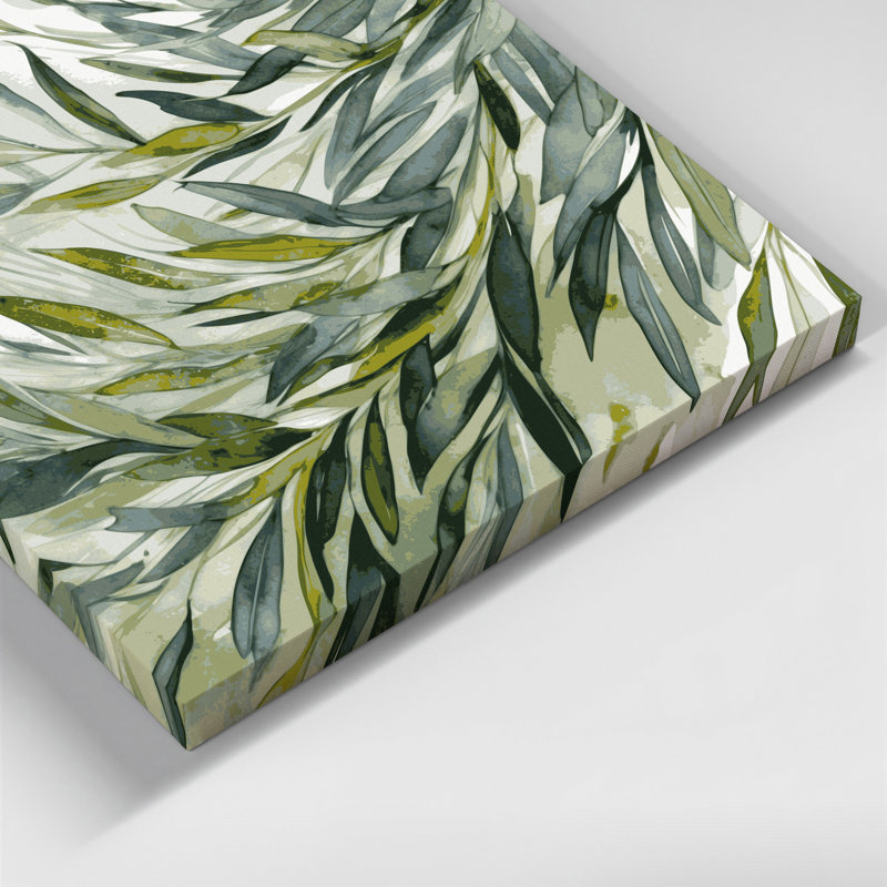 Botanical Olive Branches Brown Canvas Wall Art, 20" H x 24" W