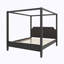Grand lit plateforme à baldaquin en bois avec tête de lit et pieds de support-133471356