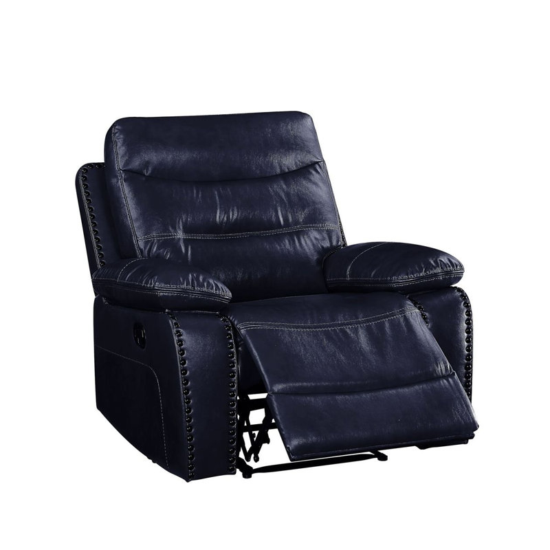 Fauteuil inclinable en cuir Nasra, Manuel, Similicuir bleu marine