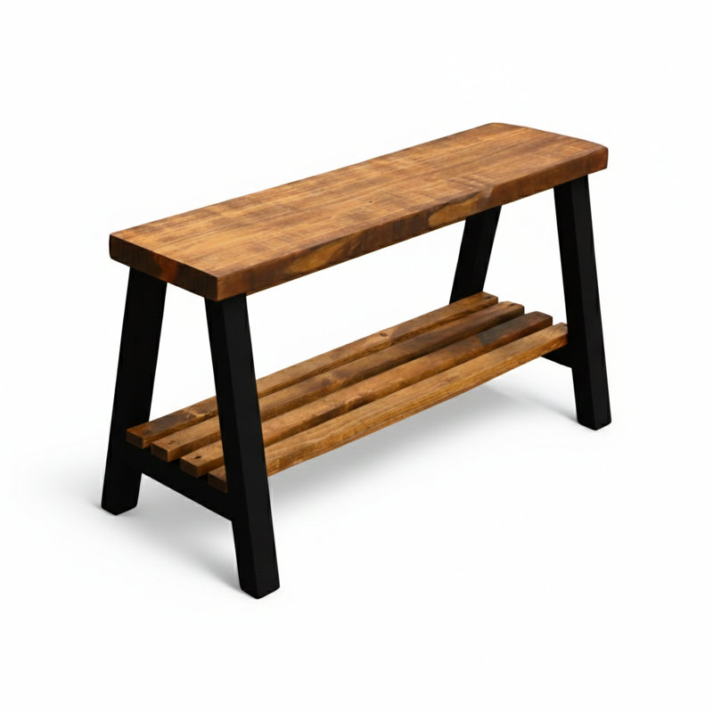 Banc de rangement Daigo, Brun clair / noir