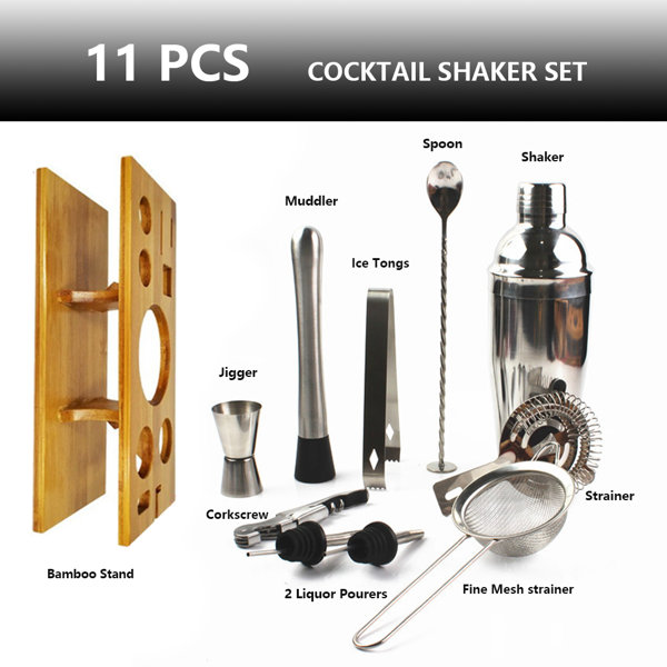 Prep & Savour Stainless Steel Cocktail Shaker Set With Stand - 15