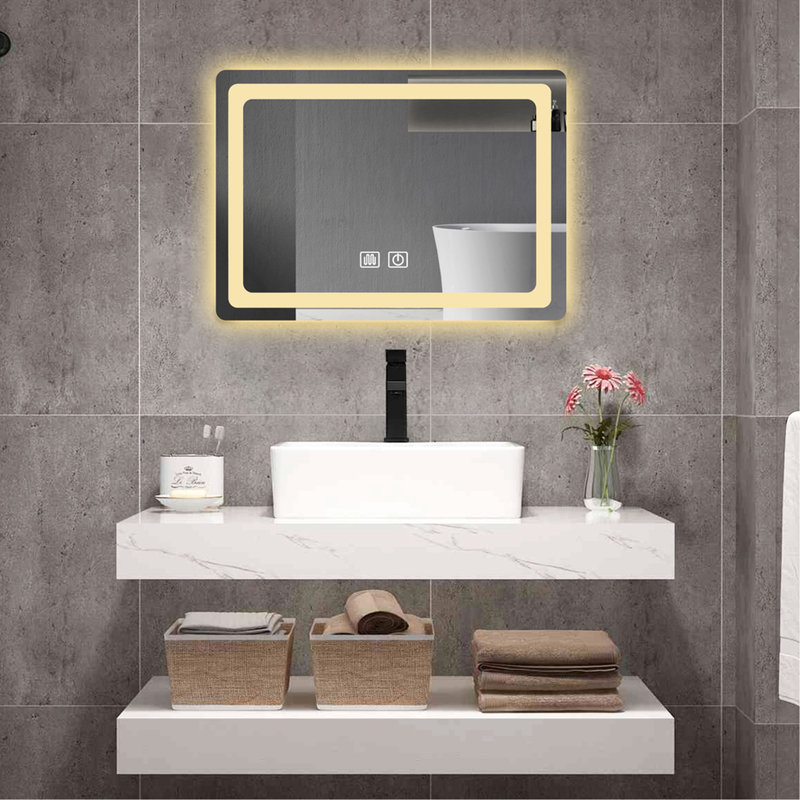 Bathroom Led Lighted Mirror - Fog Switch, Smooth Surface, Long Lasting Performance, Aluminium Coating, Long-Term Stability
