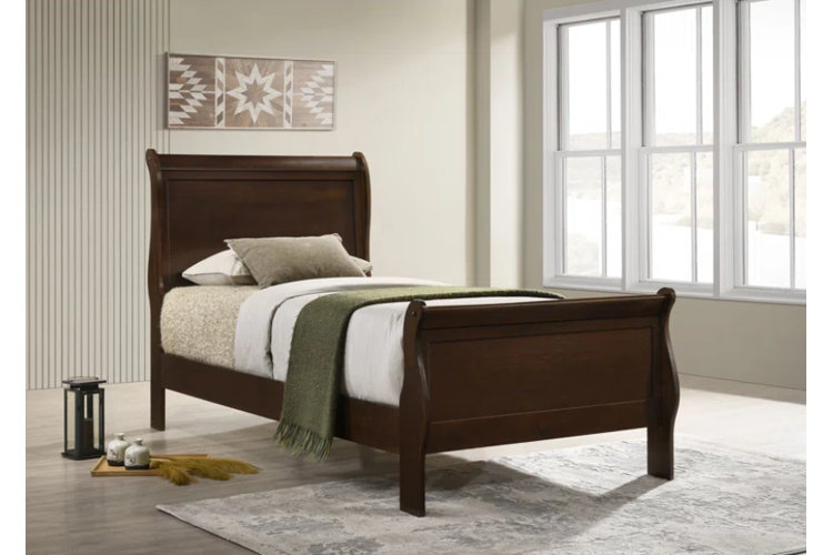 traditional wood twin-size sleigh bed