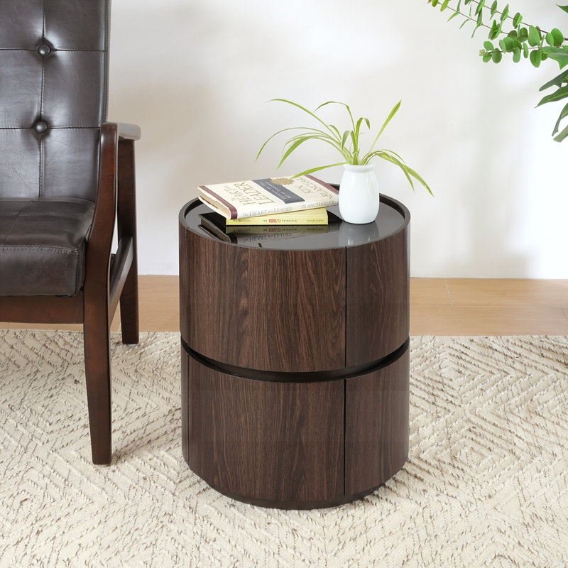 Table d'appoint ronde de haute qualité avec rangement double couche