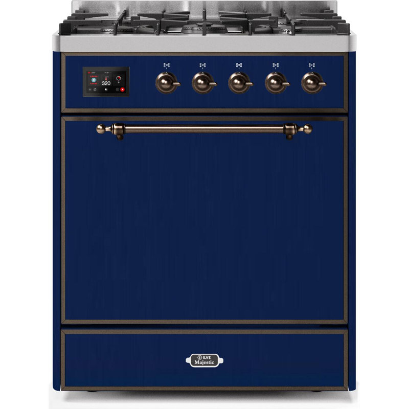 Majestic II 30" 4 cu.ft. Freestanding Dual Fuel with Convection Oven, Liquid Propane, White/Brass