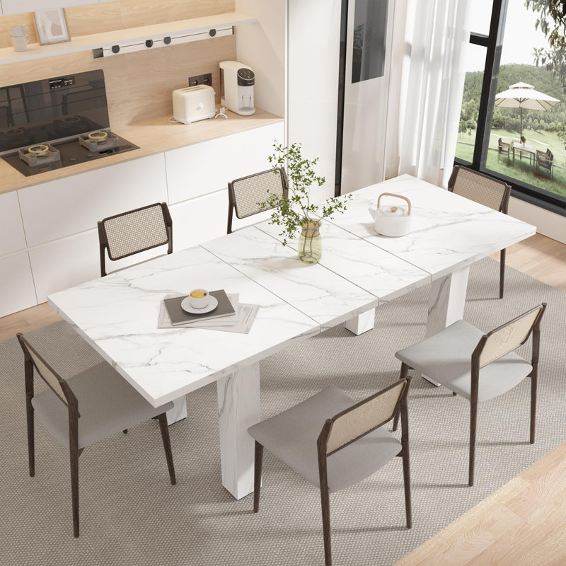 Rectangular Extendable Dining Table, White