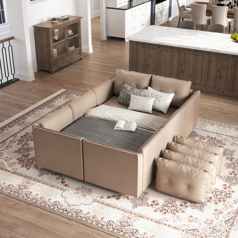 Canapé modulaire modulaire 2 pièces Zendajas, Mélange de polyester brun