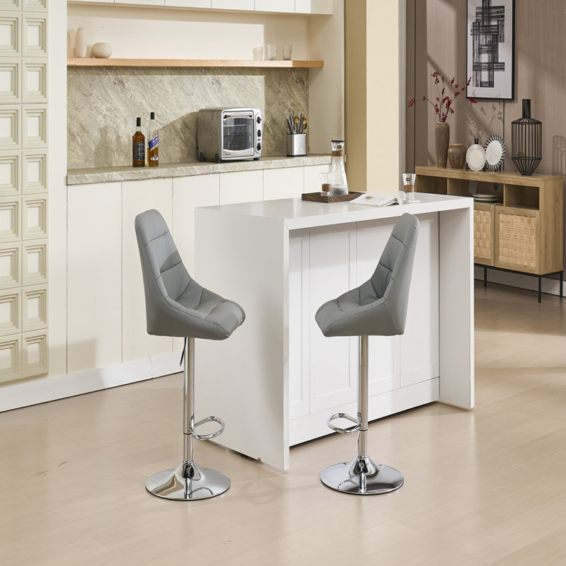 Brayden Studio® Set of Bar Stools,with Chrome Footrest and Base