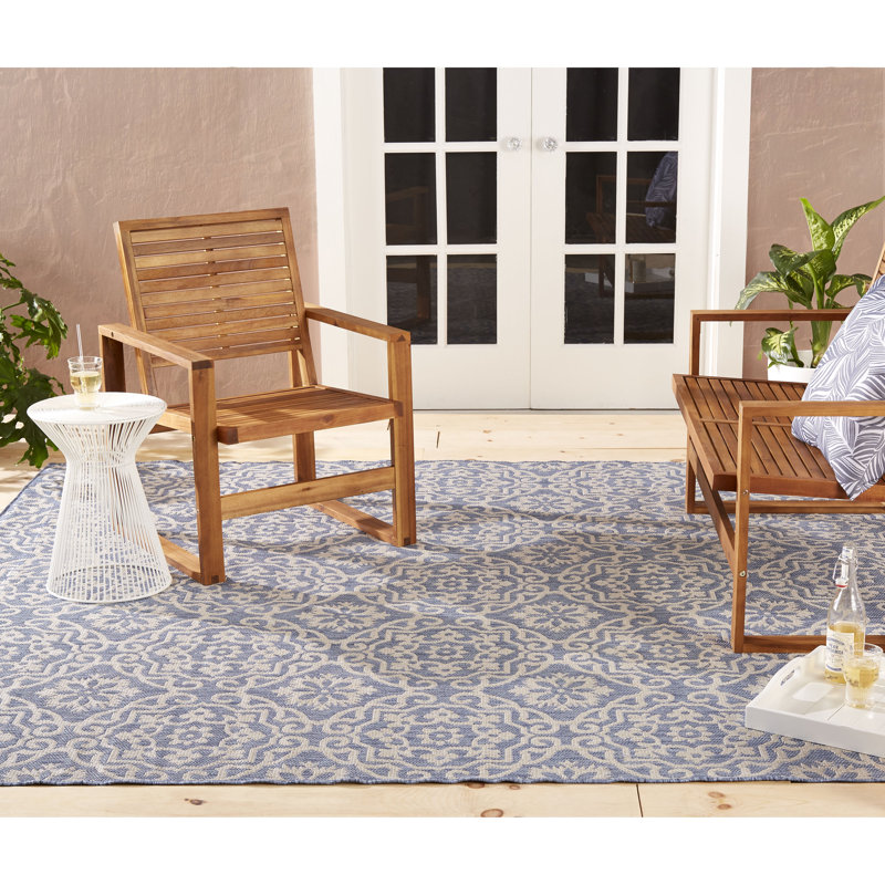 Nicole Miller New York Patio Country Danica Geometric Indoor/Outdoor Area Rug, Rectangle 7'9" x 10'2", Blue/Gray