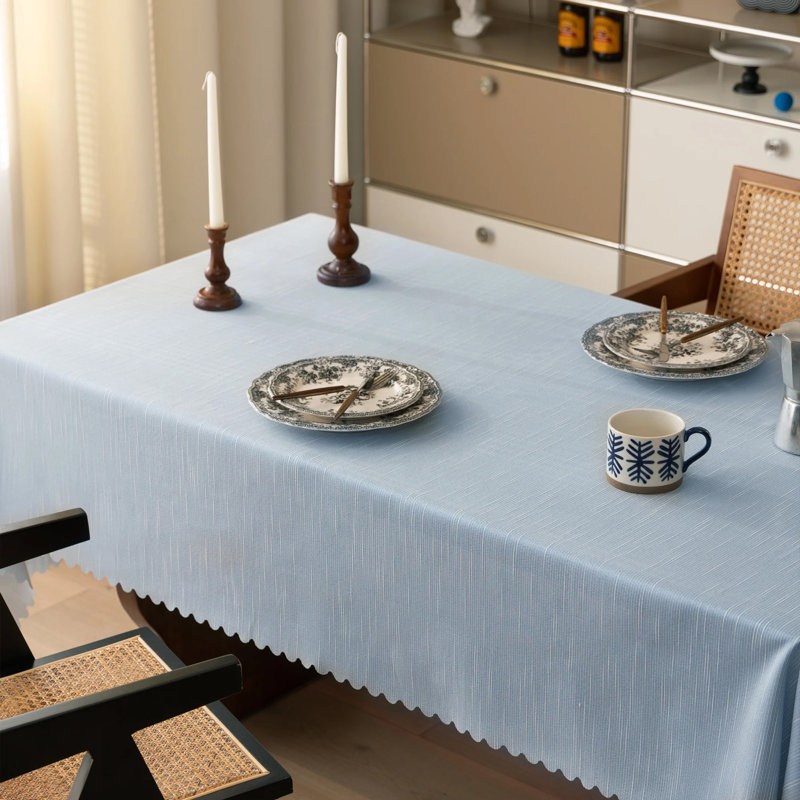 Nappe tissée texturée ondulée unie 56 po, Bleu, L 72 po x l 56 po
