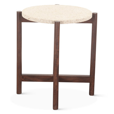 Table d'appoint Notion avec grès beige au fini noyer