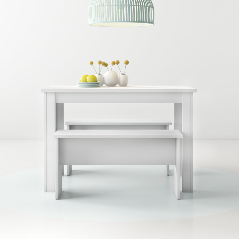 Romario 4 - Person Dining Set, White, White, White