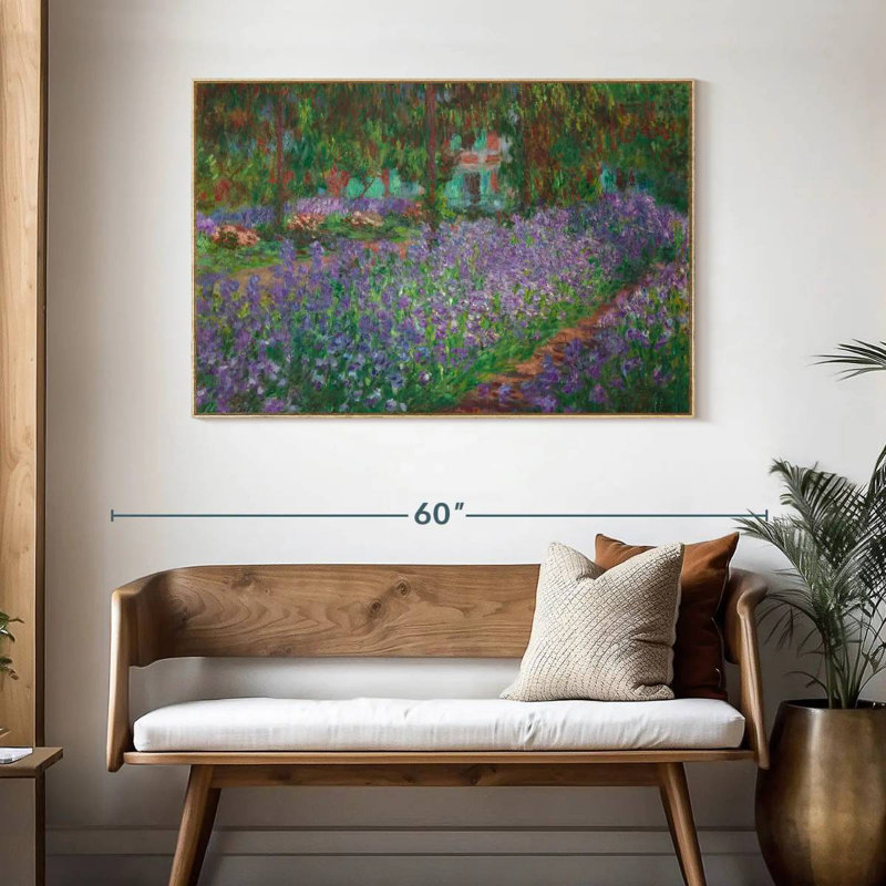 Le jardin de l'artiste à Giverny en 1900, 46 po x 31 po, Cadre flottant en bois naturel