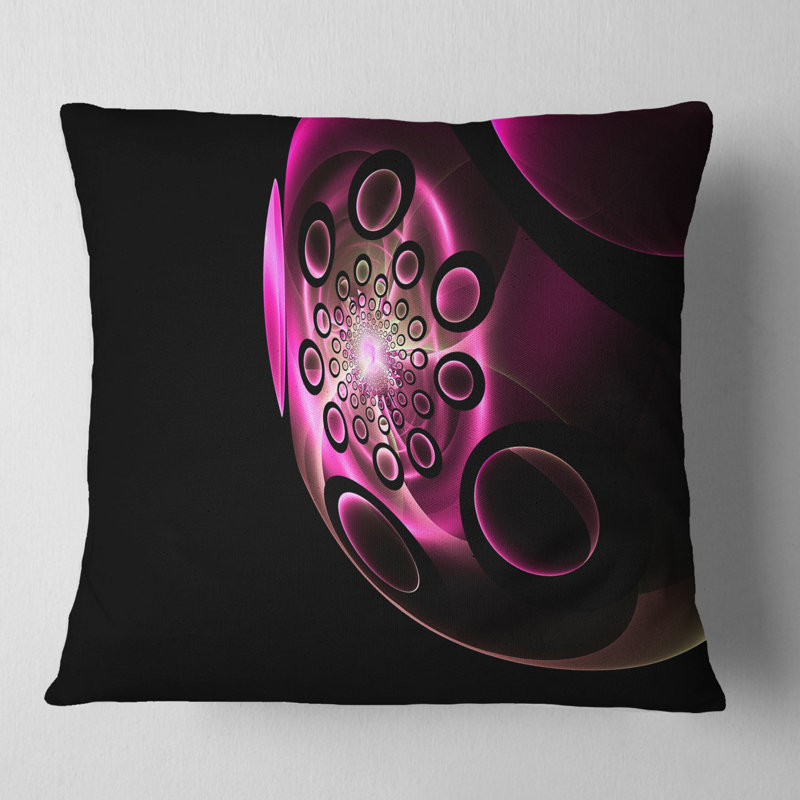 Coussin à imprimé floral mauve Fractal, 18 po x 18 po, Coussin décoratif