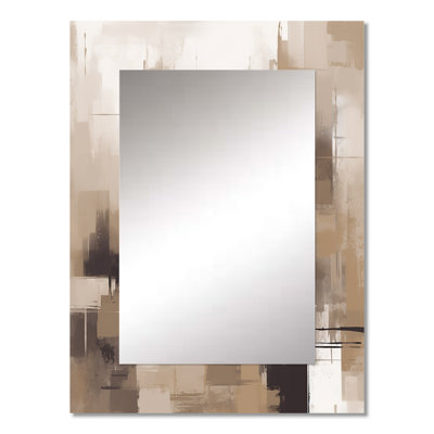 Cubism Beige Synergy - Abstract Wall Mirror, Modern Decorative Mirror, Printed Metal Art