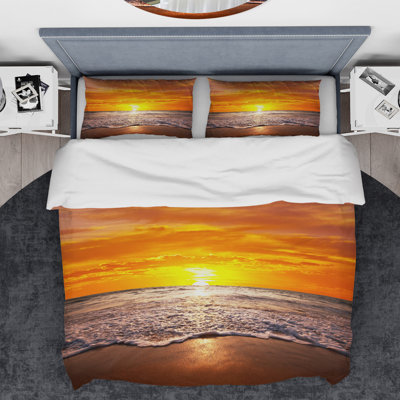 Coastal Box Stitch Floral Duvet Cover