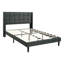 Structure de lit pour grand lit tapissier en gris foncé - tête de lit à boutons, sans sommier, support à lattes de bois, assemblage facile, largeur de 42,43 po, poids maximal de 600 lb avec la tête de lit moderne en lin, ressorts requis