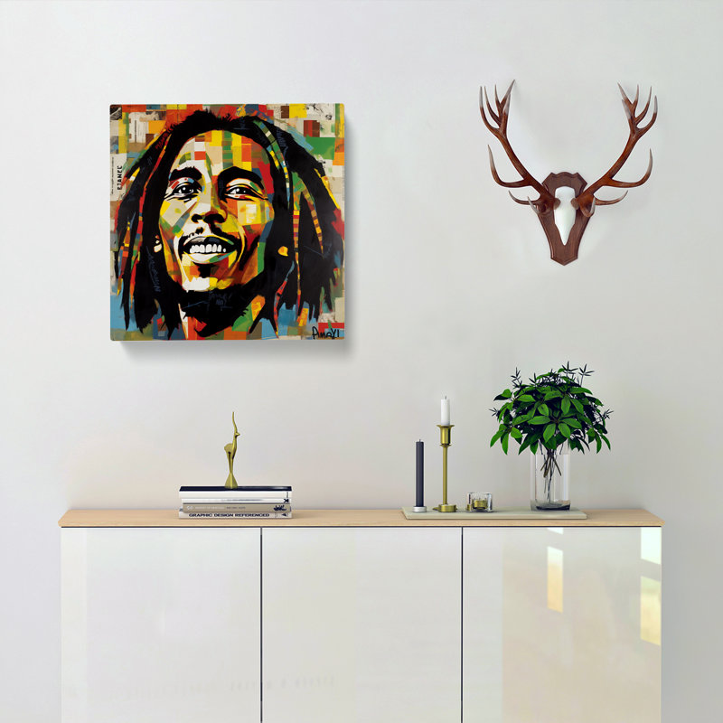 Bob Marley Constructivism - Wrapped Canvas - Framed Print, 50cm H x 50cm W x 3cm D