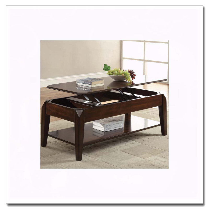 Table basse en noyer avec plateau relevable
