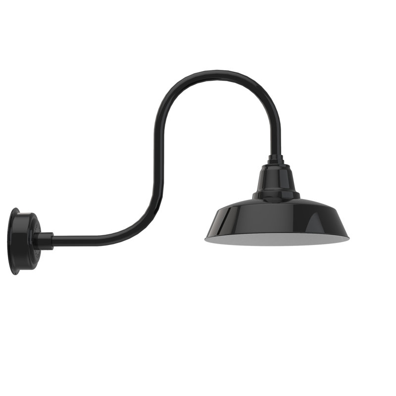 Luminaire de grange d'extérieur à DEL Vandervliet, H 9 po x l 14 po x P 17 po, Noir