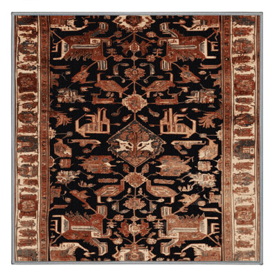 Machine Washable Persian Brown Area Rug