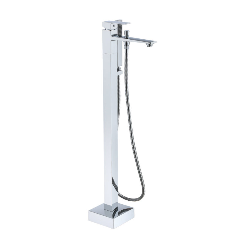 Single Handle Floor Mounted Freestanding Tub Filler with Diverter, Chrome