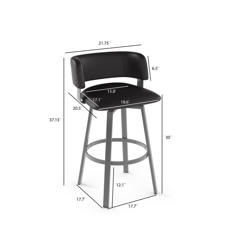 Hillingdon Swivel Counter &  Bar Stool, Counter Stool (26" Seat Height), Glossy Gray, Light Cold Gray 100% Polyester